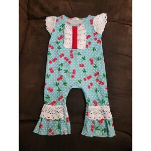 Honeydew cherry romper one piece outfit size 12 18 months